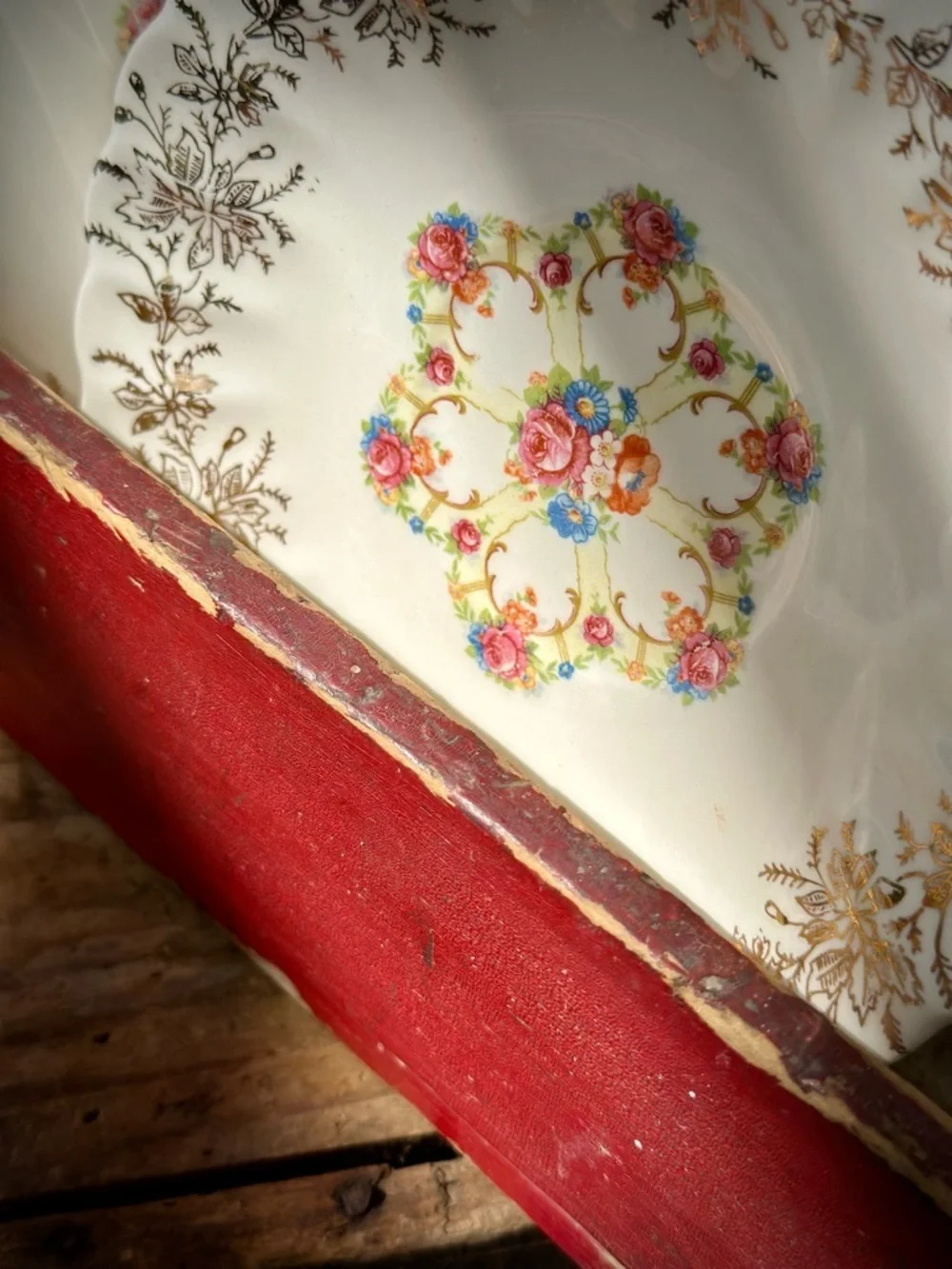 Vintage Franklinware Saucers Set 5 Ivory Gold Floral Tea Party China